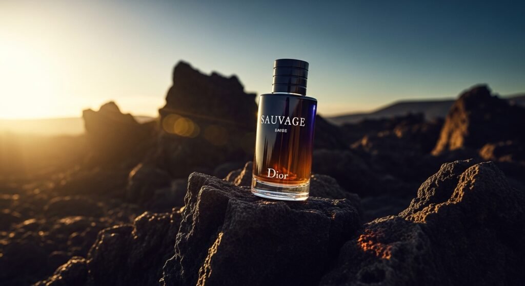 Dior Sauvage luxury perfume bottle featured image with dark background and cinematic lighting