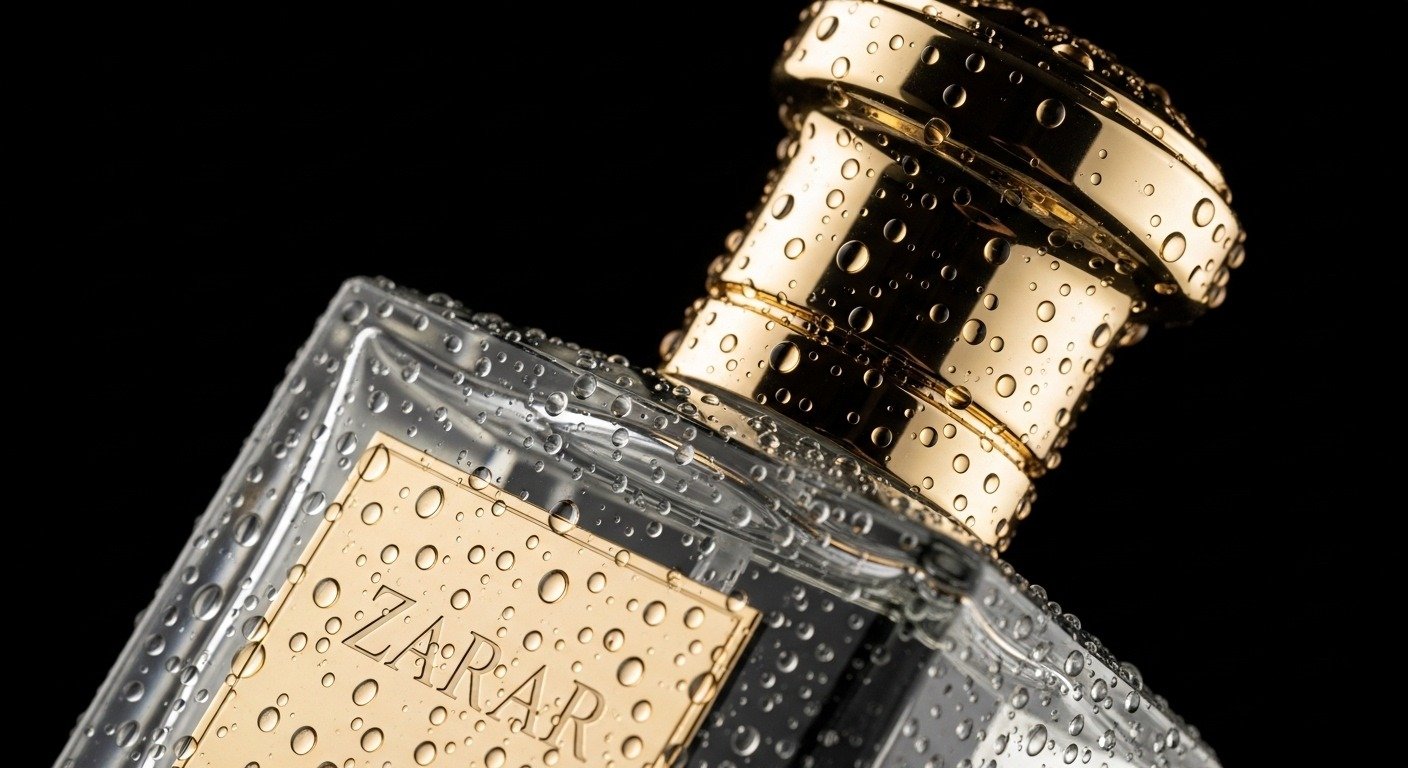 Close up of Zarar perfume bottle showing luxury fragrance design