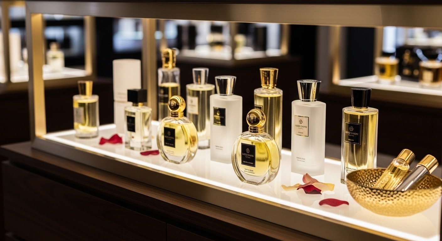 Collection of Saeed Ghani perfumes displayed on shelf