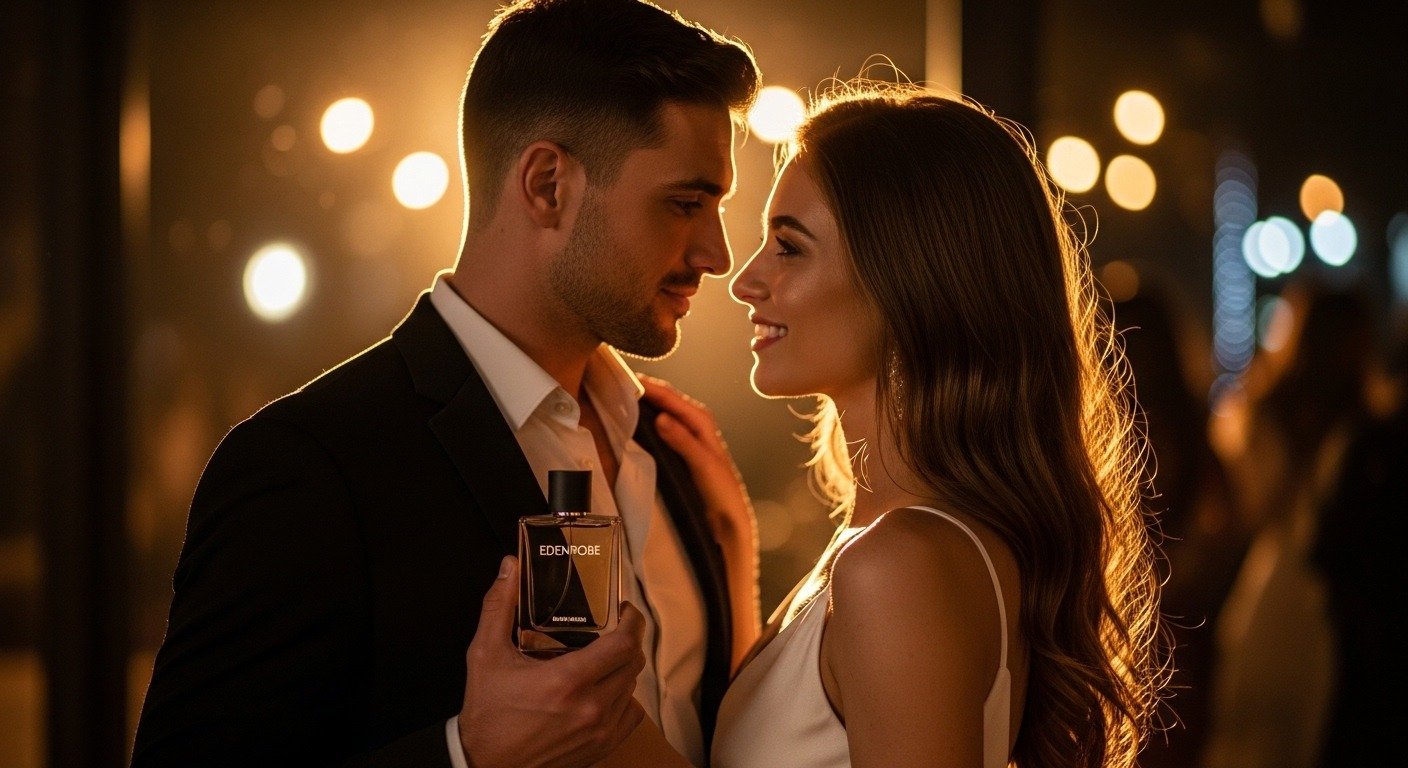 Romantic couple enjoying sunset after using Edenrobe perfume