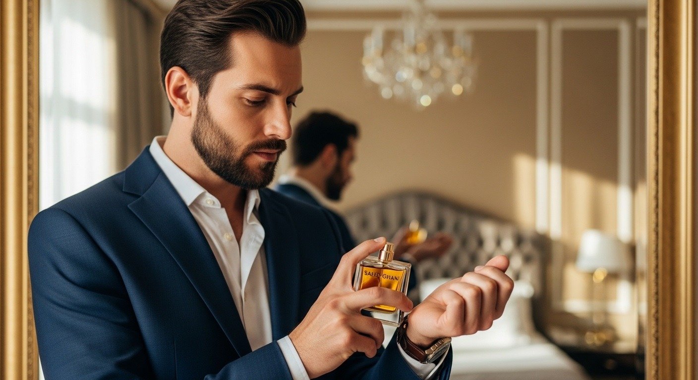 Man applying Saeed Ghani perfume on wrist