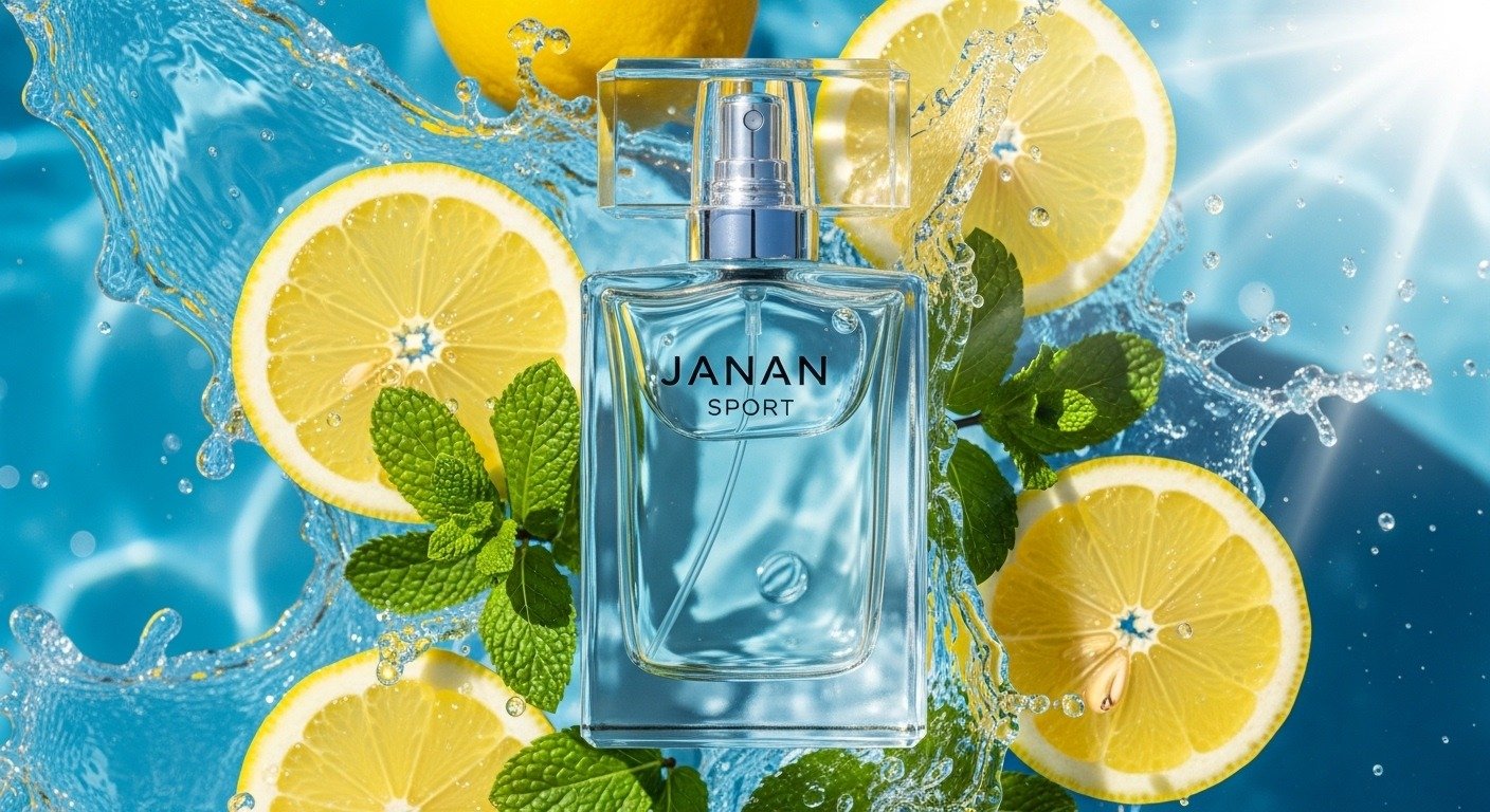 Janan Sport perfume with citrus freshness concept