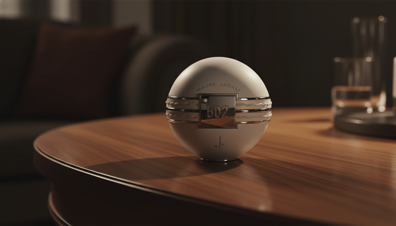 502 perfume bottle in warm evening luxury lighting