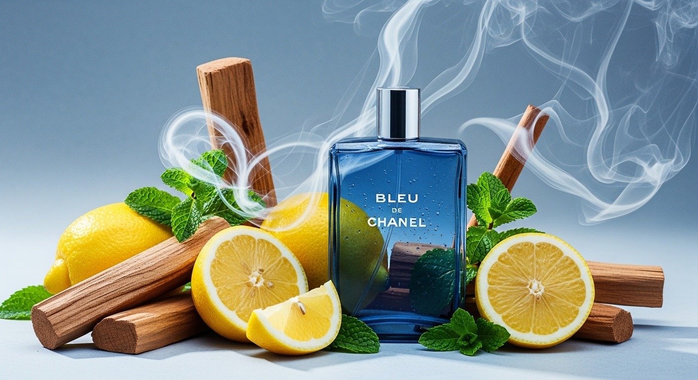 Bleu de Chanel fragrance ingredients including citrus and woody notes