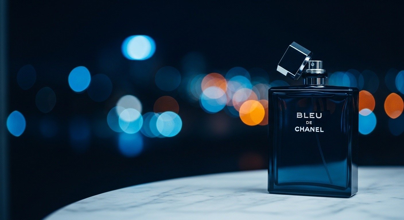 Bleu de Chanel perfume in a luxury night setting